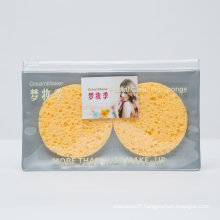 Yellow Round Cosmetic Powder Puff, 2PCS Mini Face Makeup Sponge